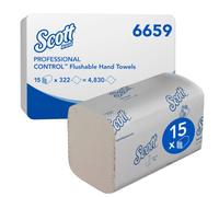 Scott Control Flushable Hand Towels 6659, White 1-Ply Folded Paper Towels With Safe Flush & Airflex Technology, Fsc & Ecolabel