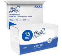 Scott Control Folded Paper Towels 6663 V-Fold 1-Ply Towels, Superior Absorbency, Airflex Technology, FSC Certified, European Ecolabel, 15 Packs x 212 Sheets (3,180 Sheets Total)