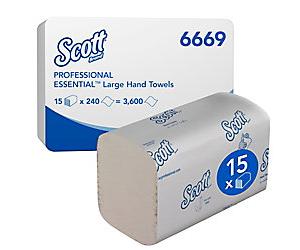 Scott Control Large White Folded Paper Hand Towels 1 Ply 6669 15 packs x 240 Sheets