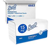 Scott Control Paper Hand Towels V-fold White 1 Ply 6663 212 Sheets Pack of 15