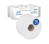 Scott Control Toilet Tissue Centrefeed Roll 2-Ply 833 Sheets (Pack of 12) 8591