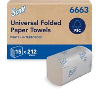 Scott Control V-Fold Paper Towels 6663, FSC Certified, 15x212 Sheets | 1-ply, White, Soft, Strong, Highly Absorbent Hand Towels, Compatible with Kimberly-Clark Dispensers, 3,180 Sheets Total