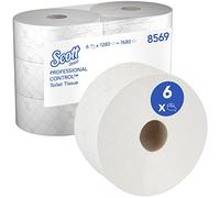 Scott® ControlTM Toilet Tissue Rolls 8569 - 2-Ply White Embossed Centrefeed Toilet Paper for High-Capacity, Hygienic Use - FSC®-Certified - 6 Rolls x 1,280 Sheets (7,680 Sheets Total)