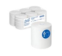 Scott Disposable Paper Hand Towel Roll 1-Ply 300m White Pack of 6 6622