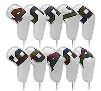 Scott Edawrd 10pcs Golf Iron Club Head Covers Set Three-layer Synthetic Leather PU Waterproof Headcovers with Colorful Number 4-9 A,S,P,X for All Irons Clubs