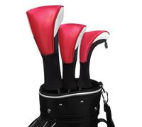 Scott Edward 1/3Pcs Long Neck Mesh Golf Club Headcovers Set Golf Club Head Covers for Driver Fairway Hybrids Woods Putter(Red White)