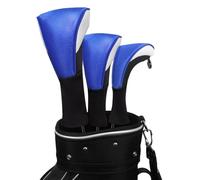 Scott Edward 1/3Pcs Long Neck Mesh Golf Club Headcovers Set Golf Club Head Covers for Driver Fairway Hybrids Woods Putter(Blue White)