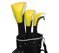 Scott Edward 1/3Pcs Long Neck Mesh Golf Club Headcovers Set Golf Club Head Covers for Driver Fairway Hybrids Woods Putter（Yellow White)