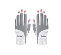 Scott Edward 1 Pair Open-finger Women's Golf Gloves 2 Pack Left Right Hand Lady Fingerless Golf Gloves PU and Microfiber Breathable Mesh Fabric Cool and Comfortable (Grey,20)