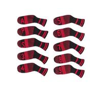 Scott Edward 10 Pcs Golf Iron Club Covers Head Covers for Irons Cuteness Basically Socks Shape Washable Golf Club Head Protector Double Sided Knit Suitable for Most Brands (Black Red Dots)