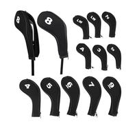 Scott Edward 12pcs Number Print Golf Club Irons Covers Neoprene Zippered Golf Wedge Covers with Long Neck Protective Mesh Golf Head Covers for Men Women Fit Most Standard Irons (Black)