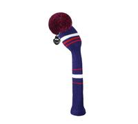 Scott Edward 1PCS Fairway Knitted Golf Club Cover Head Cover with a Pom Pom Fits Well Fairway Wood Club with Rotating Number Tags for Male/Female Golfers (Deep Blue Red White)