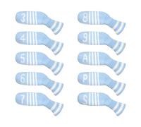Scott Edward 7 Pcs/10 Pcs Golf Iron Covers Cuteness Knitted Socks Shape Washable & Durable Club Head Protector (Blue White)
