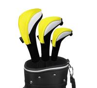 Scott Edward Golf Club Head Covers for Fairway Woods Driver Hybrids, 3Pcs Long Neck Mesh Golf Club Headcovers Set with Interchangeable No. Tags (Yellow White)