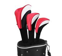 Scott Edward Golf Club Head Covers for Fairway Woods Driver Hybrids, 3Pcs Long Neck Mesh Golf Club Headcovers Set with Interchangeable No. Tags (Red White)