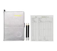 Scott Edward Golf Scorecard Cover Leather Scorecard Holder Statistic and Score Tracking Waterproof Soft Thick Umpire Lineup Card Holder(Silvery)