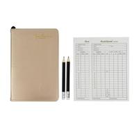 Scott Edward Golf Scorecard Cover Leather Scorecard Holder Statistic and Score Tracking Waterproof Soft Thick Umpire Lineup Card Holder(Golden)