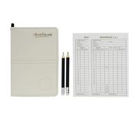Scott Edward Golf Scorecard Cover Leather Scorecard Holder Statistic and Score Tracking Waterproof Soft Thick Umpire Lineup Card Holder(White)