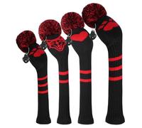 Scott Edward Knitted Golf Head Covers 4PCS Handmade Fit Well for Driver and Fairway Woods with Long Neck Pom Pom Golf Club Headcovers Set Colorful Multiple Colors