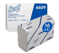 Scott Essential Hand Towels 6609 - Narrow-Fold Paper Hand Towels - 16 Clips x 220 White Paper Towels (3,520 Total)