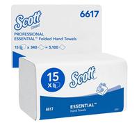 Scott Essential Hand Towels 6617, White V-Fold Paper Towels With Airflex Technology For Everyday Hand Drying, Fsc & Ecolabel
