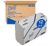 Scott Essential Hand Towels 6636 - Narrow-Fold Paper Hand Towels - 12 Clips x 220 White Paper Towels (2,640 Total)