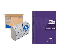 Scott Essential Hand Towels 6636 - Narrow-Fold Paper Hand Towels - 12 Clips x 220 White Paper Towels & Clairefontaine Europa - Ref 5803Z Wirebound Notebooks, Hardwearing Bright and Glossy Covers