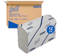 Scott Essential Hand Towels 6603 - Narrow-Fold Paper Hand Towels - 12 Clips x 220 White Paper Towels (2,640 Total)