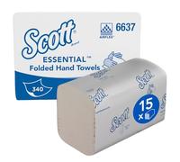 Scott Essential™ Interfolded Hand Towels, 1 Ply Compact Paper Towels, Superior Absorbency & Airflex™ Technology, 15 Packs x 340 Sheets (5,100 Total), Model Nr. 6637