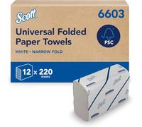 Scott Essential Hand Towels 6603 - Narrow-Fold Paper Hand Towels - 12 Clips x 220 White Paper Towels (2,640 Total)
