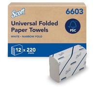 Scott Essential Hand Towels 6603 - Narrow-Fold Paper Hand Towels - 12 Clips x 220 White Paper Towels (2,640 Total)
