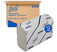 Scott Essential Paper Hand Towels Narrow-Fold White 2 Ply 6603 220 Sheets Pack of 12