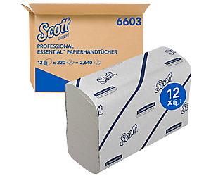 Scott Essential Paper Hand Towels Narrow-Fold White 2 Ply 6603 220 Sheets Pack of 12