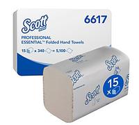 Scott Essential Paper Hand Towels Z-fold White 1 Ply 6617 340 Sheets Pack of 15