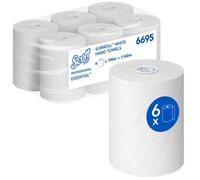 Scott Essential Slimroll Hand Towels 6695 White Paper Towel Rolls, Airflex Technology, Food Contact & European Ecolabel