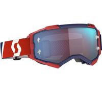 SCOTT FURY MOTOCROSS MX GOGGLES RED / BLUE - BLUE CHROME MIRROR LENS