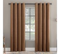 Scott Living Rafaela Woven Pattern Chenille Total Blackout Grommet Curtain Panel, 50" x 96", Rust Brown