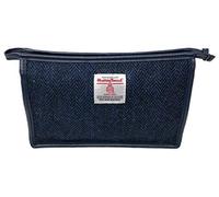 Scott & MacKenzie Harris Tweed Blue and Black Herringbone Cosmetic Toiletries Bag