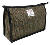 Scott & MacKenzie Harris Tweed Green Herringbone Toiletries Wash Bag