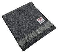 Scott & MacKenzie Harris Tweed Scarf in a Black Herringbone Design