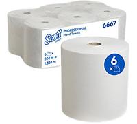 Scott Mainline Paper Hand Towels Rolled White 1 Ply 1,824 m 6667 304 m Pack of 6
