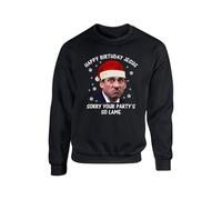Scott Michael Christmas Christmas Jumper, Happy Birthday Jesus Sorry Your Party Is So Lame Sweatshirt, Xmas Secret Santa Sweatshirt, Unisex Top(S, Black)