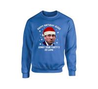 Scott Michael Christmas Christmas Jumper, Happy Birthday Jesus Sorry Your Party Is So Lame Sweatshirt, Xmas Secret Santa Sweatshirt, Unisex Top(XXL, Royal Blue)