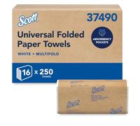 Scott Multifold Hand Towels 3749 Z-Fold White Paper Towels, Soft, Strong and Absorbent, Ideal for High-Traffic Washrooms, 16 Packs x 250 Sheets (4,000 Towels Total)