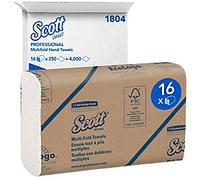 Scott Multifold Paper Hand Towels White 1 Ply 1804 250 Sheets Pack of 16