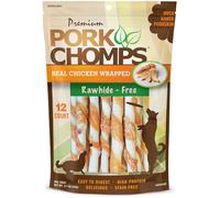 Scott Pet Pork Chomps DT905V 12CT ' Premium Mini Twist W/Real Chicken, Brown