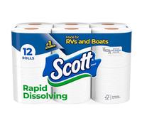 Scott Quick Dissolve Toilet Paper, 12 Double Rolls, 231 Sheets Per Roll