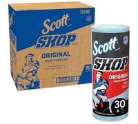 Scott Shop Towels Original 75130 - Heavy Duty Blue Towels - 30 Packs of 1 Blue Roll x 55 Disposable Towels (1,650 Paper Towels Total)