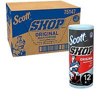 Scott Shop Towels Original Heavy Duty Blue Disposable Roll Towels 1 Ply 75147 12 Roll x 55 Sheets