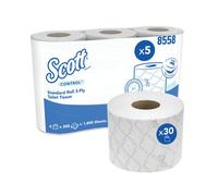 Scott Toilet Tissue 3-Ply x1800 6 Rolls x5 White Pack of 30 8558